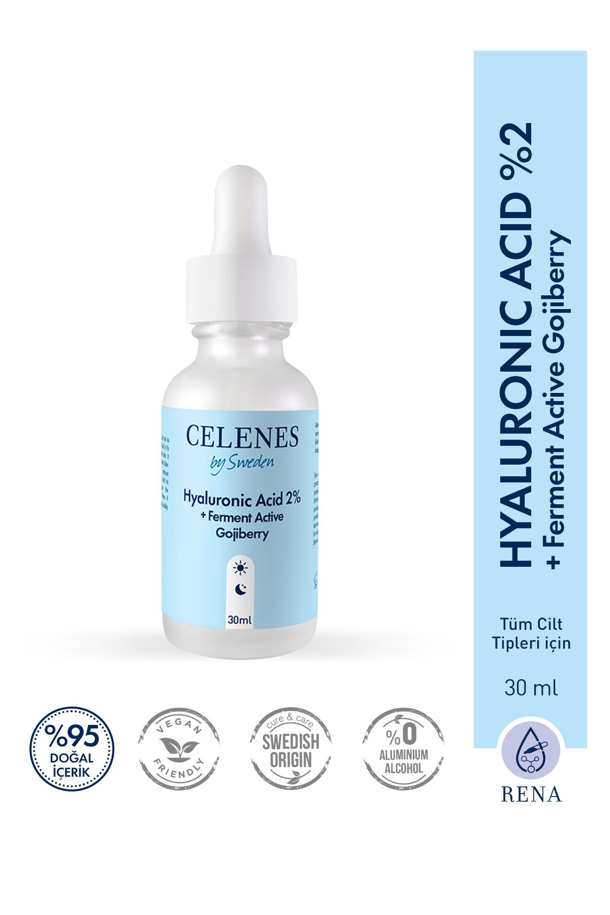 Celenes by Sweden HYALURONİC ACİD 2% +FERMENT ACTİVE GOJİBERRY FACE SERUM KEYON1599