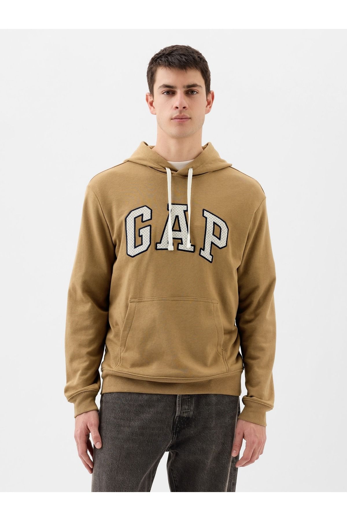 GAP Erkek Kahverengi Gap Logo Fransız Havlu Kumaş Sweatshirt
