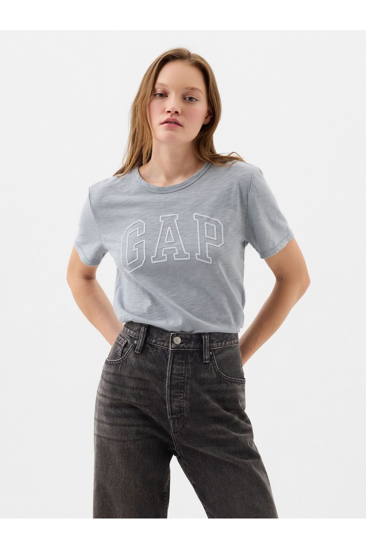 GAP Kadın Açık Mavi Gap Logo T-shirt