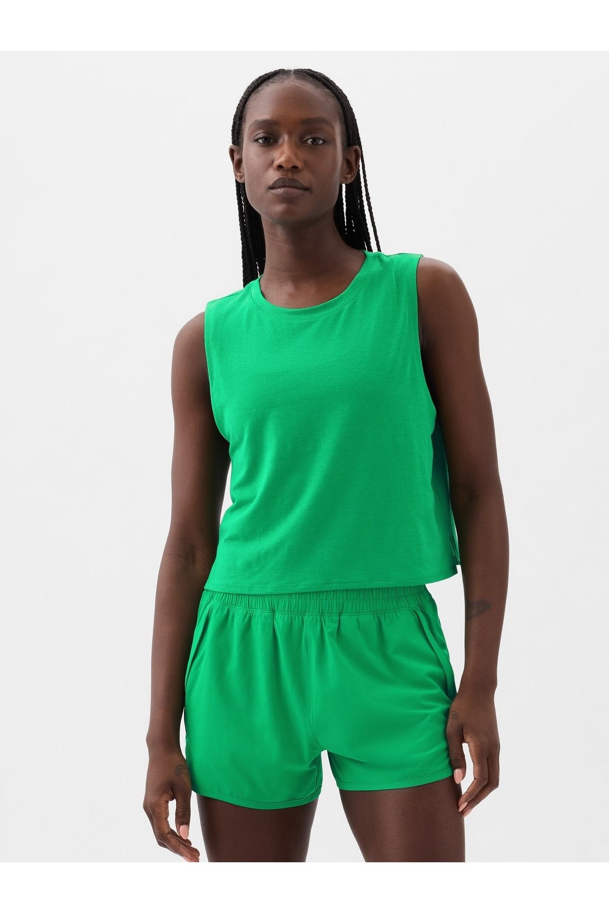 GAP Kadın Yeşil GapFit Breathe Cropped Muscle T-Shirt