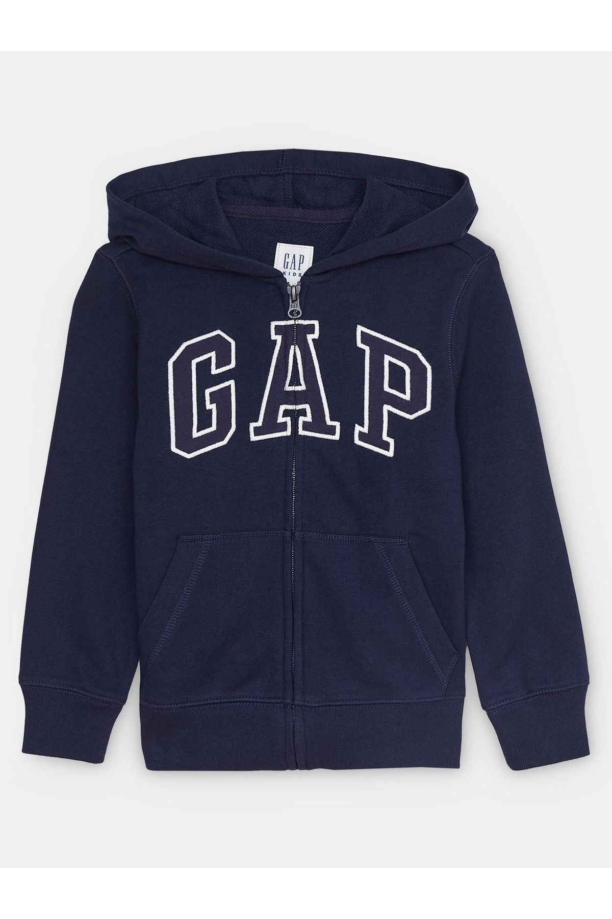 GAP Erkek Çocuk Lacivert Gap Logo Fermuarlı Fransız Havlu Kumaş Sweatshirt