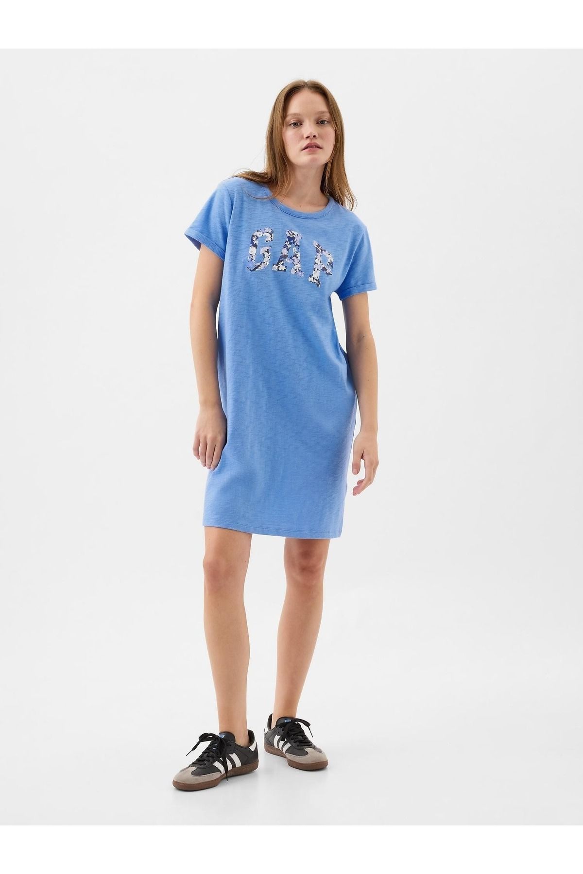 GAP Kadın Mavi Relaxed Gap Logo T-Shirt Elbise