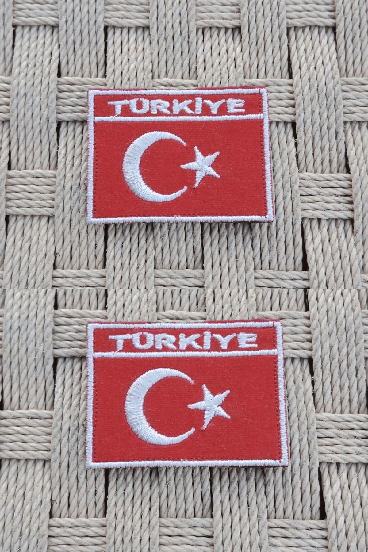 BURAK ASKERİ MALZEME 2 Adet Nakış işlemeli Kadife Kumaş Kırmızı Zemin Türkiye Yazılı Ayyıldız Bayraklı Arma Patch Peç