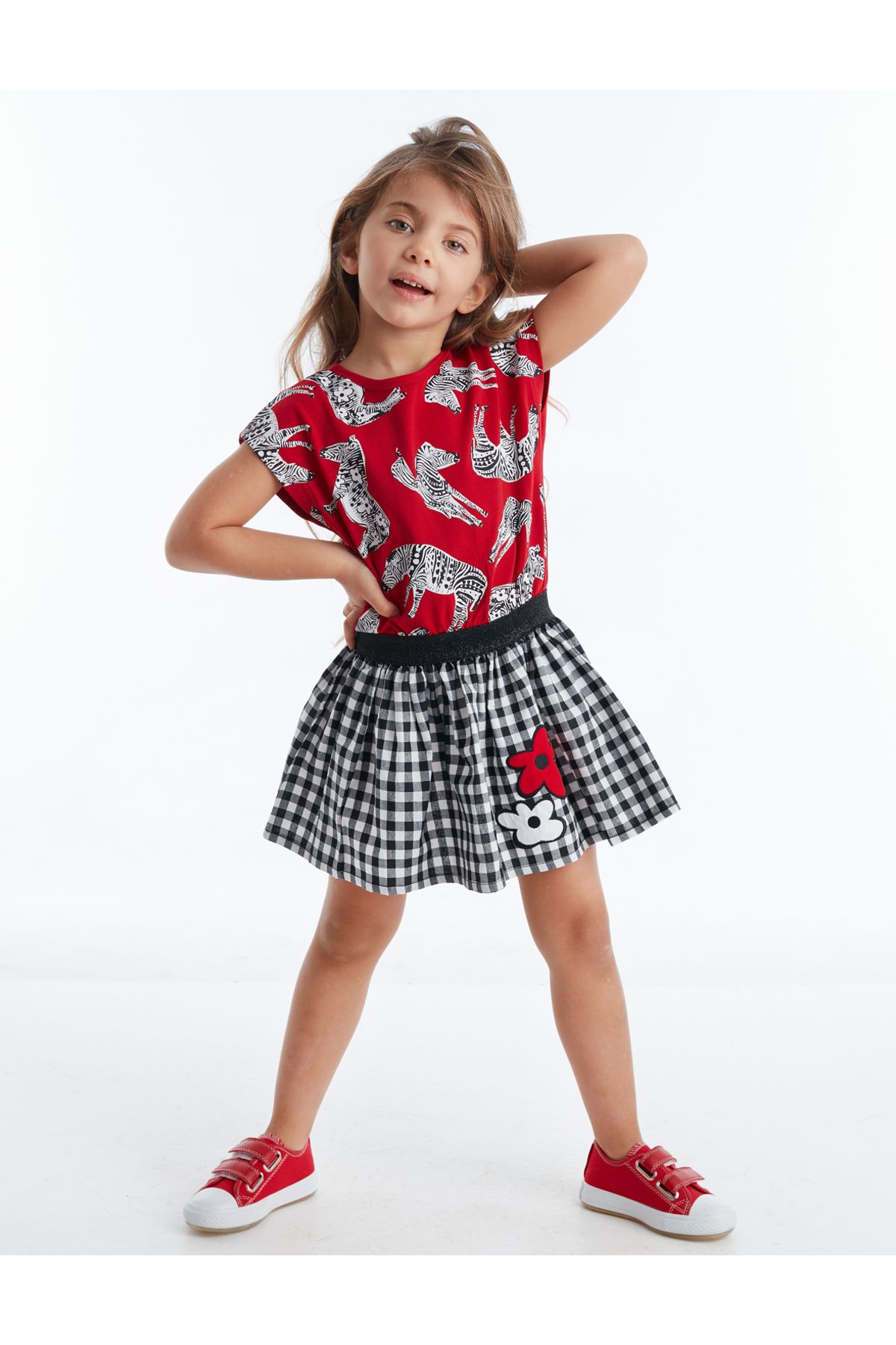 MSHB&G Zebra Ekoseli Kız Çocuk Elbise