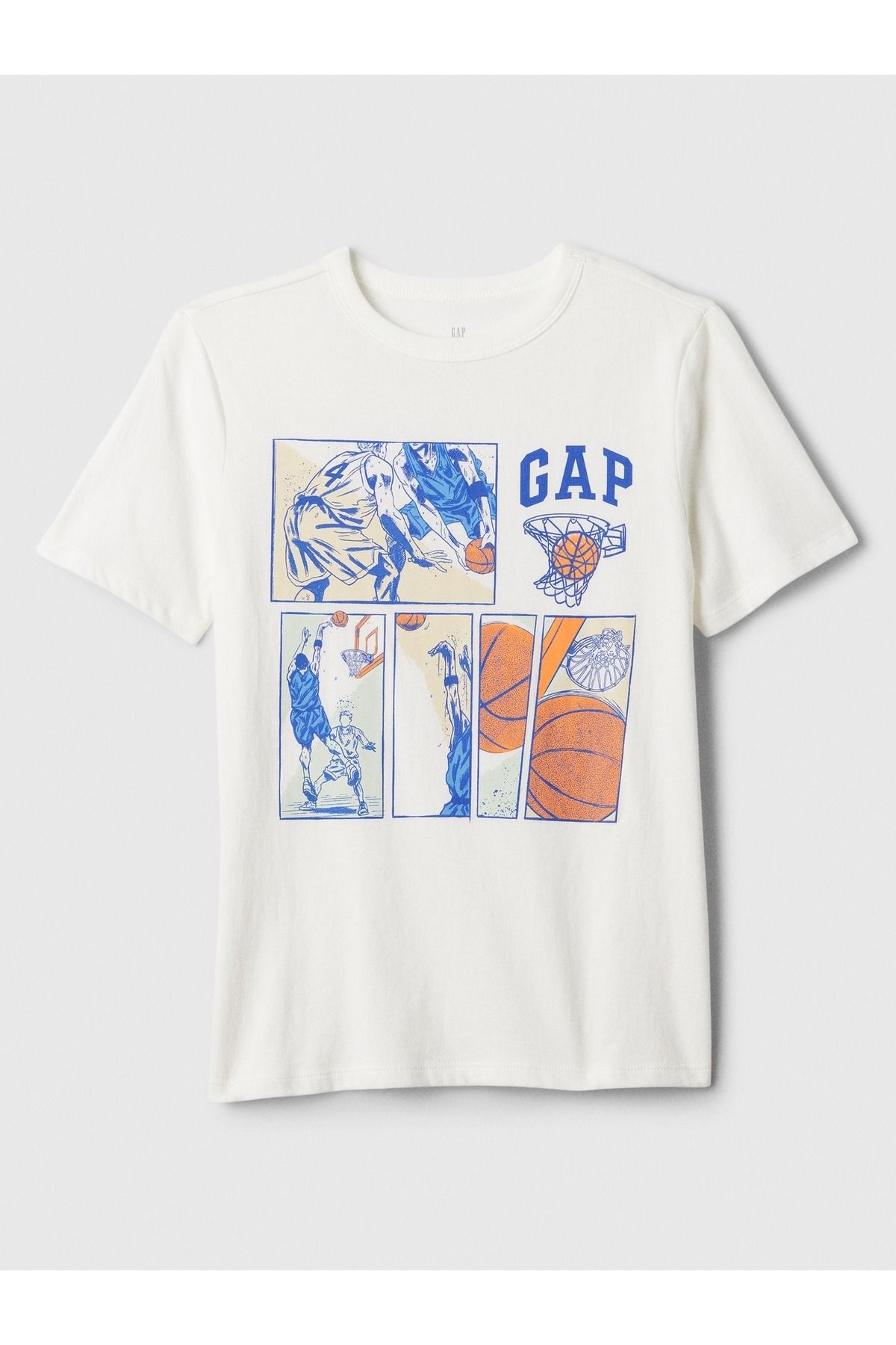 GAP Erkek Çocuk Beyaz Grafikli T-Shirt