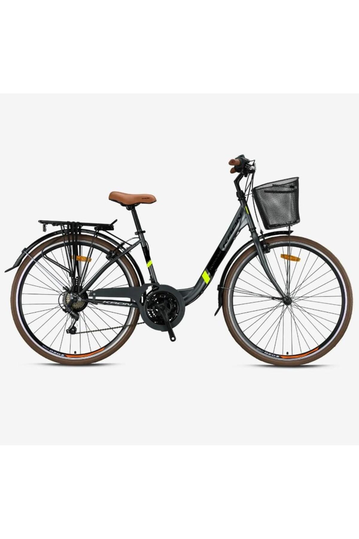 Kron Tetra 3.0 28" Jant Sepetli Şehir Bisikleti 15' Kadro 21 Vites V Fren Füme Siyah Neon Sarı