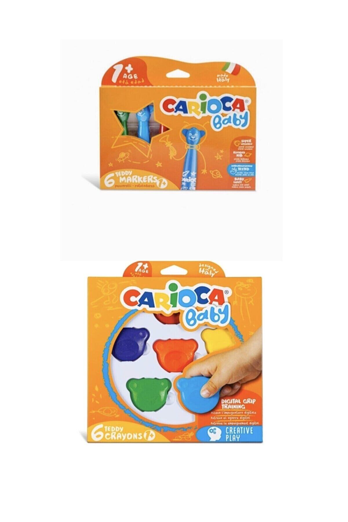 Carioca Jumbo Süper Yıkanabilir Keçeli Boya Kalemi 6lı & Baby Teddy Crayons 6lı