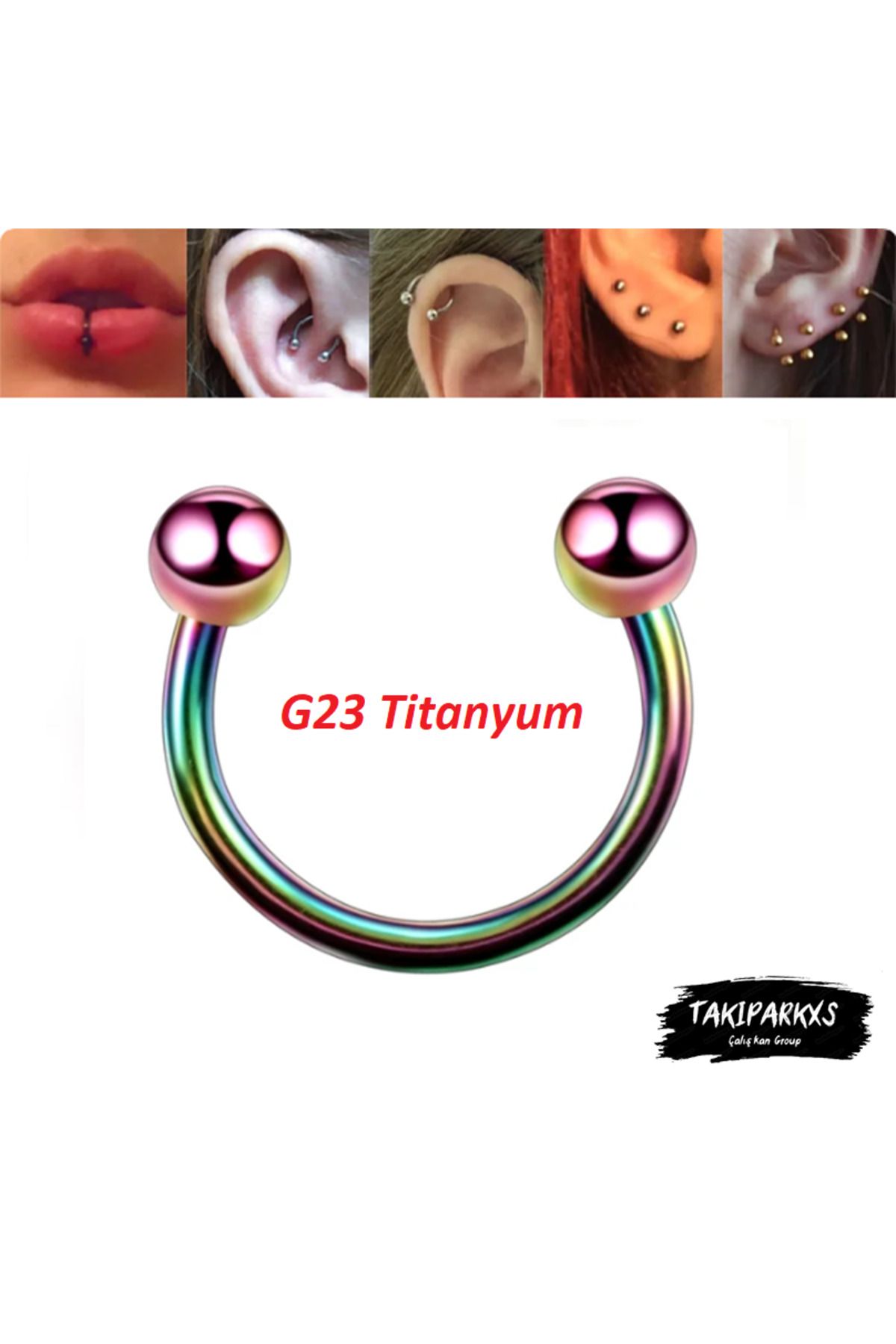 Takıparkxs G23 Titanyum Rainbow 8 Mm Top Uçlu Septum Piercing