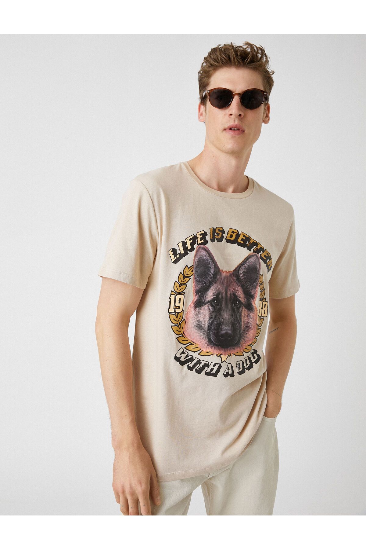 Koton Alman Kurdu Köpek Baskılı Tişört