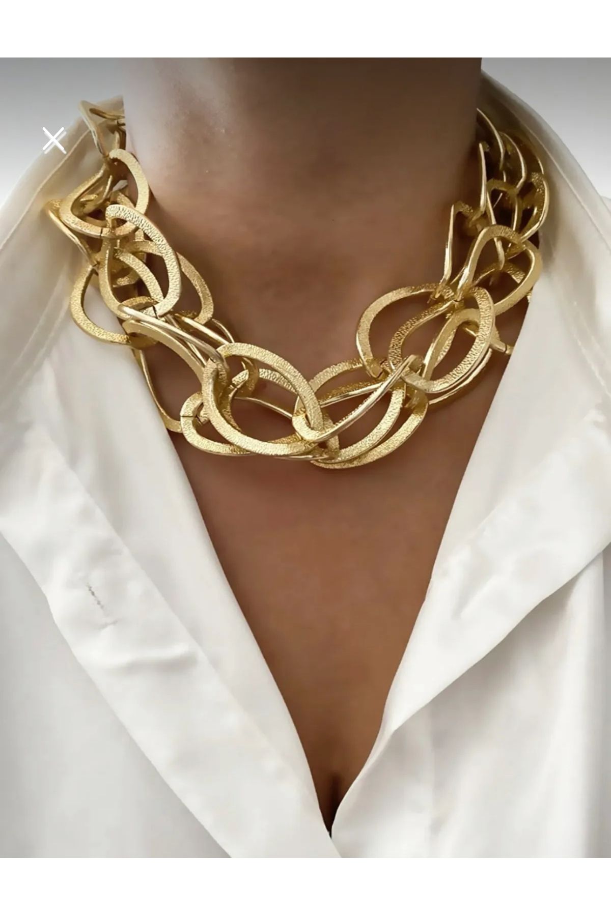 Maiden design Gold renk çoklu zincir kolye bileklik küpe seti