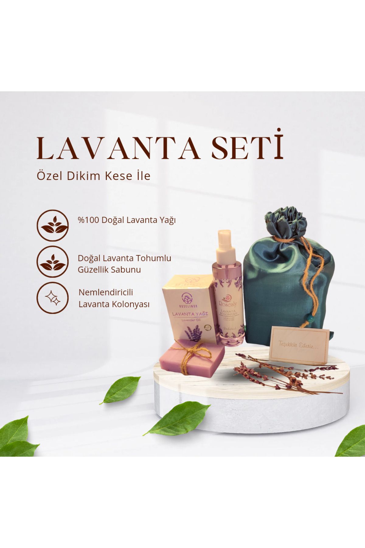 Roselinda Lavanta Seti-Doğal Lavanta Yağı,Lavanta Tohumlu Güzellik Sabunu,Nemlendiricili Lavanta Kolonyası