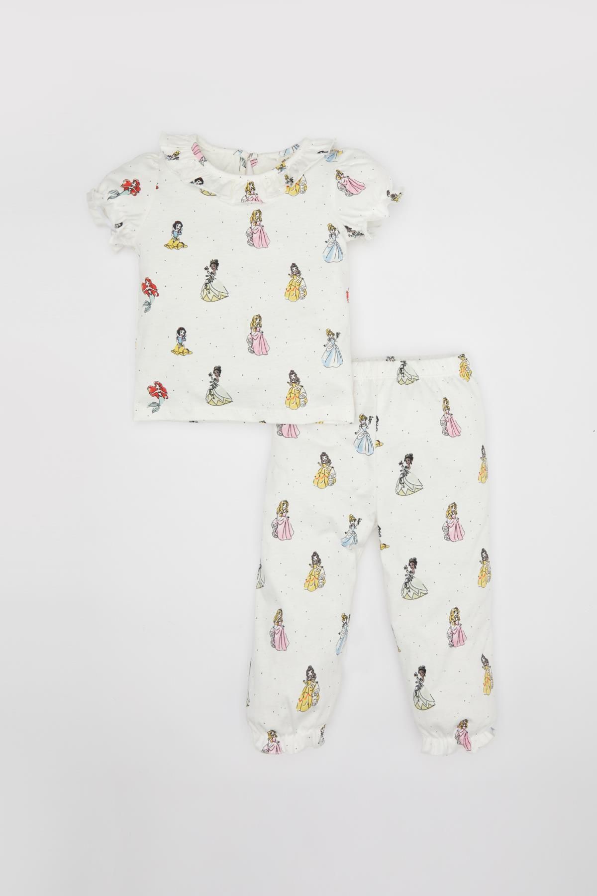 Defacto Kız Bebek Disney Prenses Kısa Kollu Penye Pijama Takımı C2031a524sm