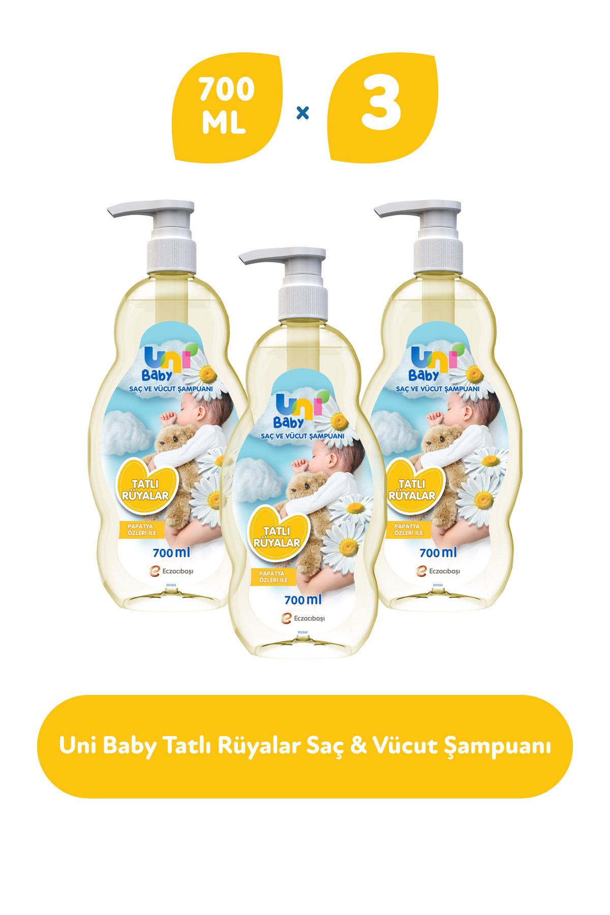 Uni Baby Tatlı Rüyalar Şampuanı 700 ml X 3 Adet