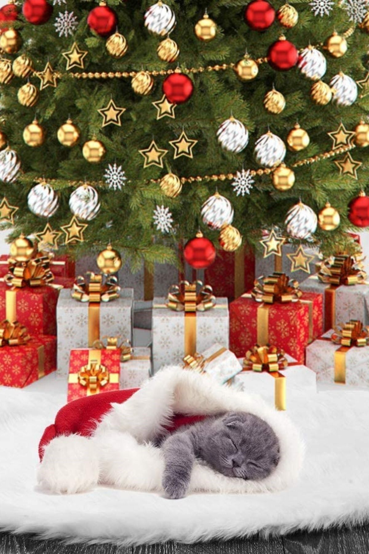Partifabrik Yılbaşı Lüks Peluş Çam Ağacı Altlığı Krem Renk Noel Ağaç Altı Örtüsü 120 Cm