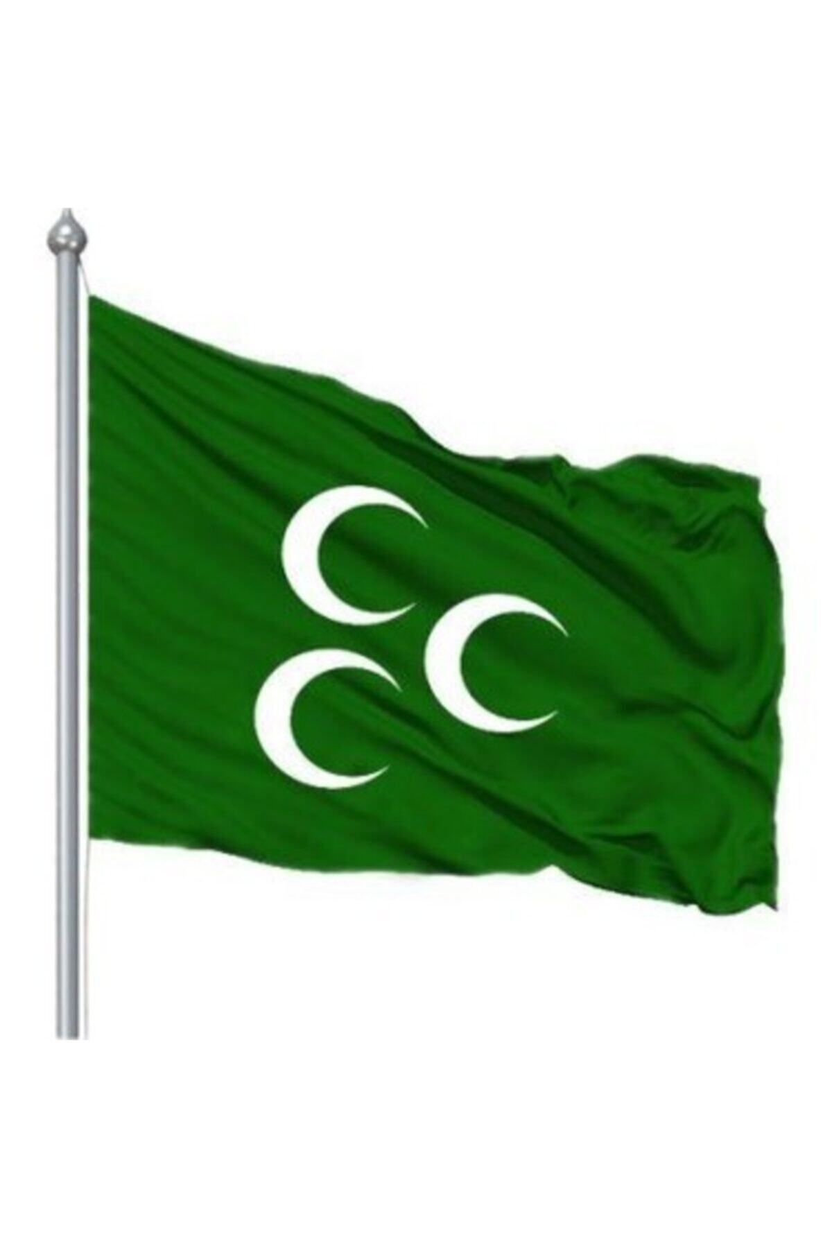 bayrakal  Osmanlı Bayrağı, Yeşil Üç Hilal Bayrak 50x75cm