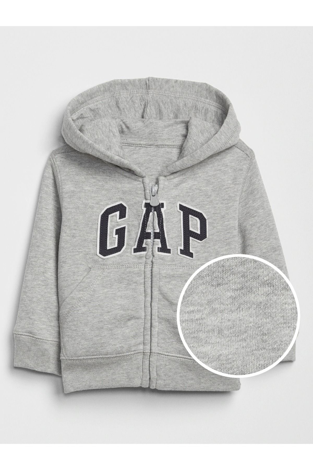 GAP Erkek Bebek Gri Gap Logo Kapüşonlu Sweatshirt