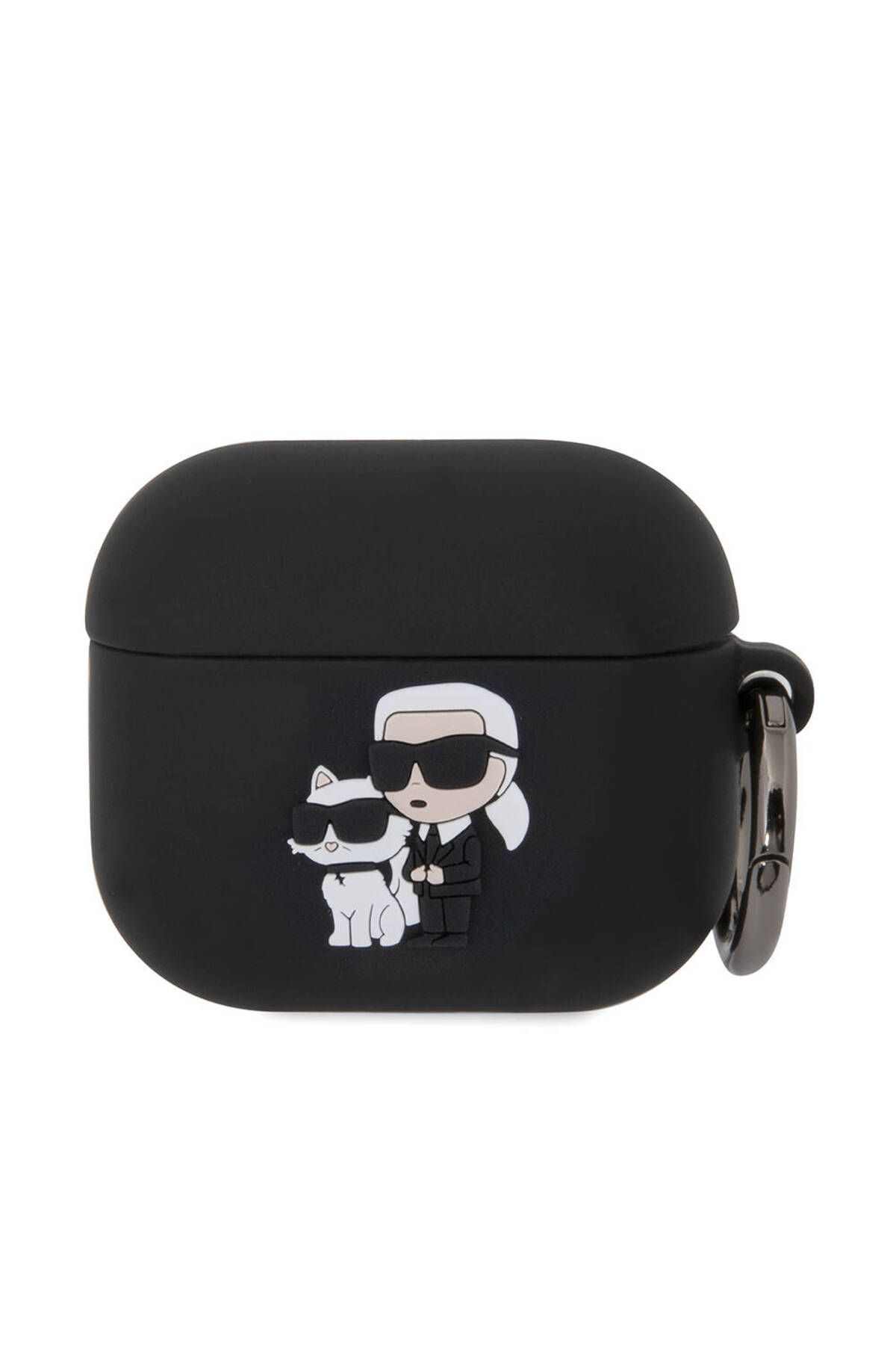 Karl Lagerfeld Airpods 3. Nesil Uyumlu Kılıf Karl Lagerfeld  Lisanslı Karl&Choupette 3D Silikon Siyah