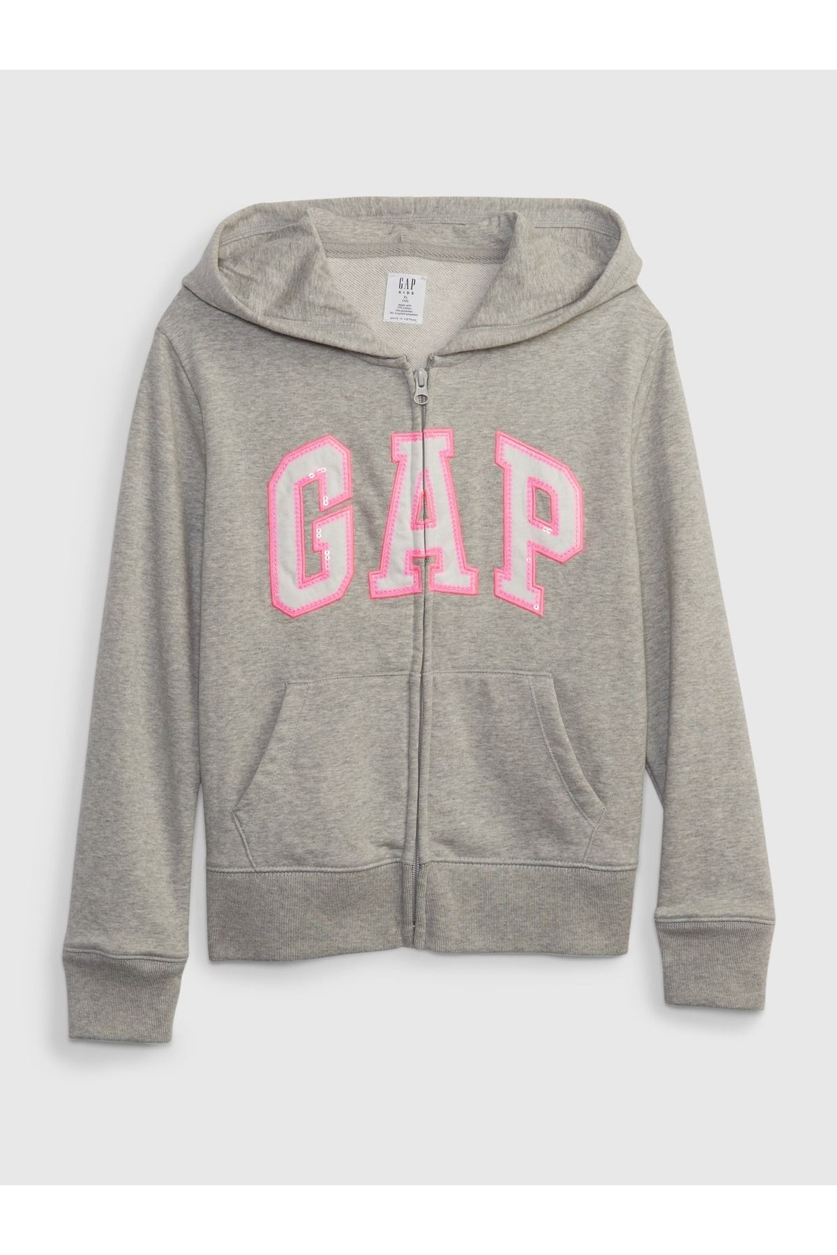 GAP Kız Çocuk Gri Gap Logo Fermuarlı Havlu Kumaş Sweatshirt