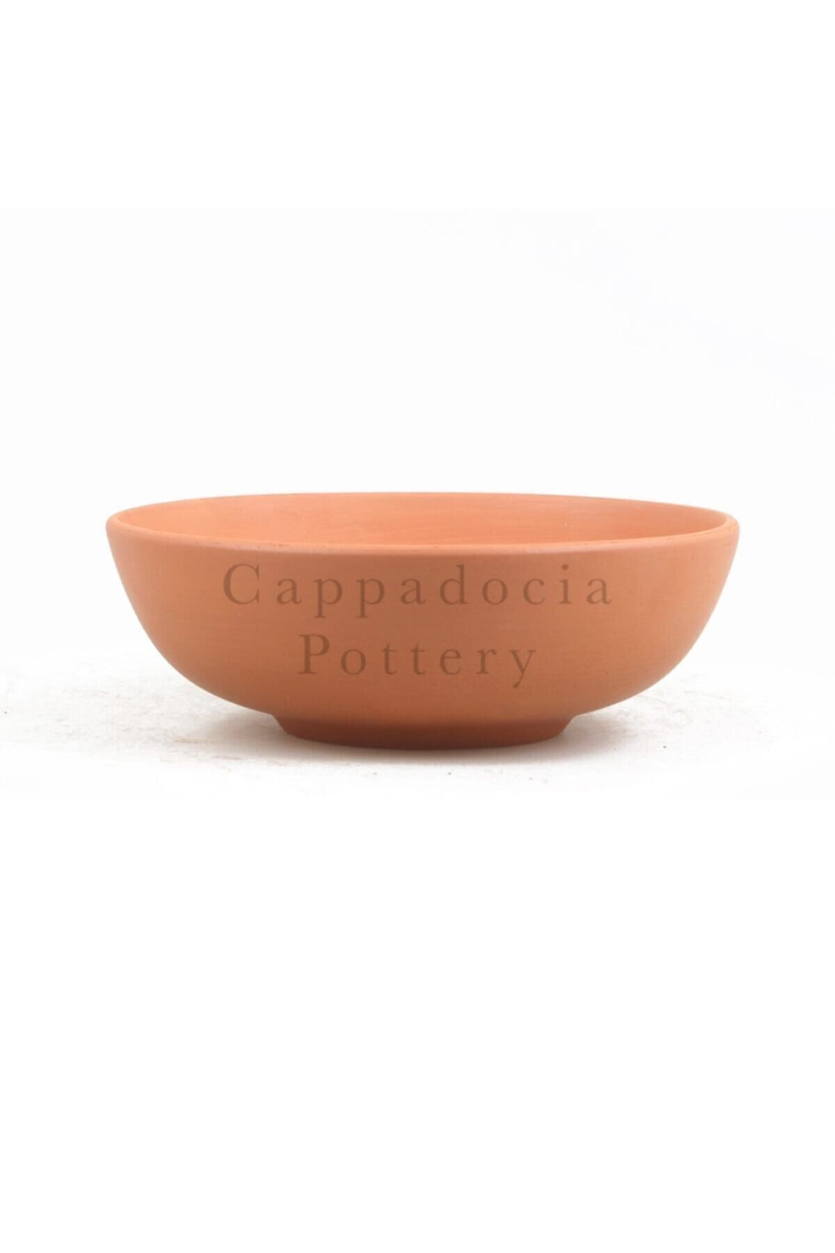 Cappadocia Pottery 20cm Kase Tipi Doğal Terleyen Çömlek Toprak Yayvan Saksı No.167