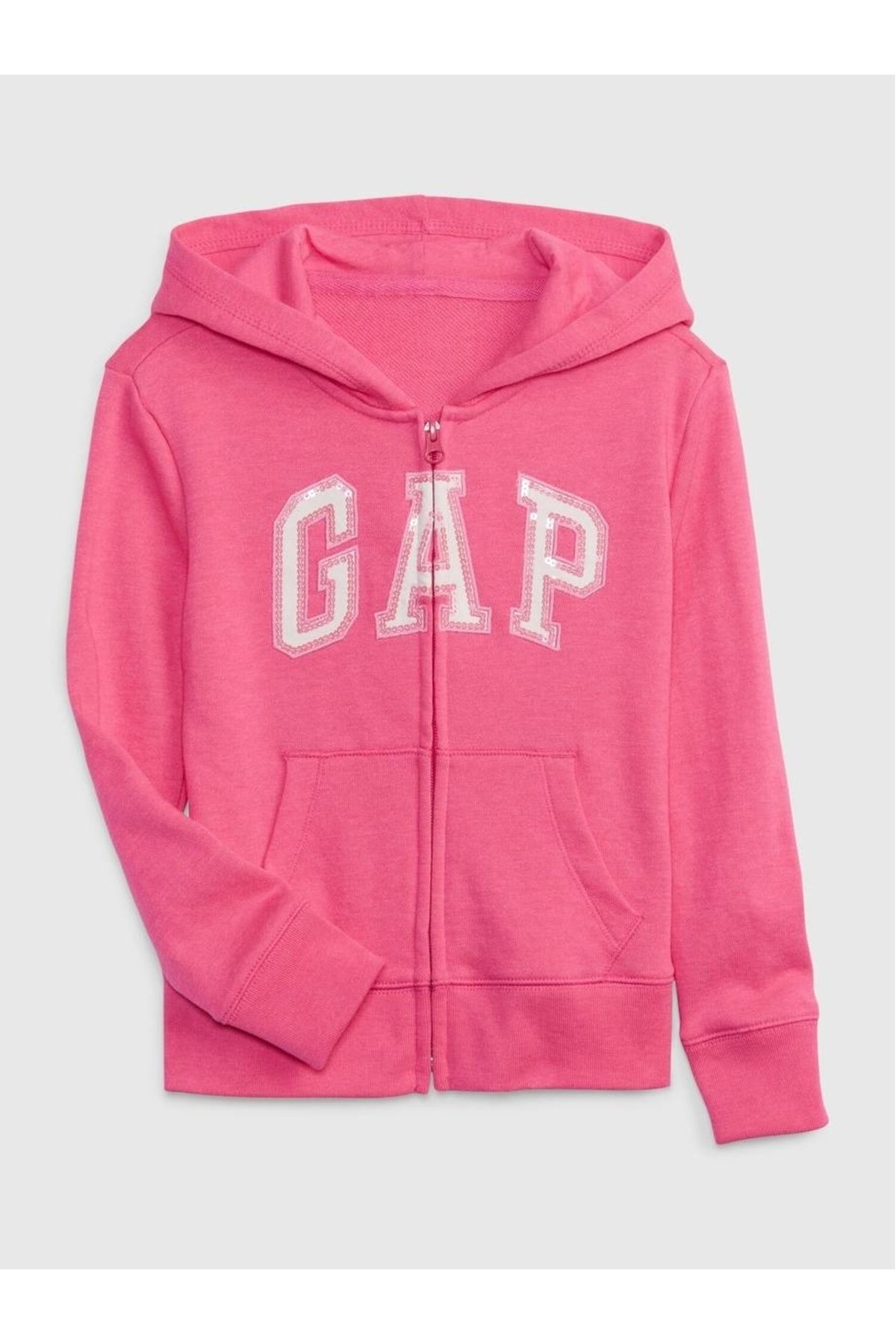 GAP Kız Çocuk Pembe Gap Logo Fermuarlı Havlu Kumaş Sweatshirt