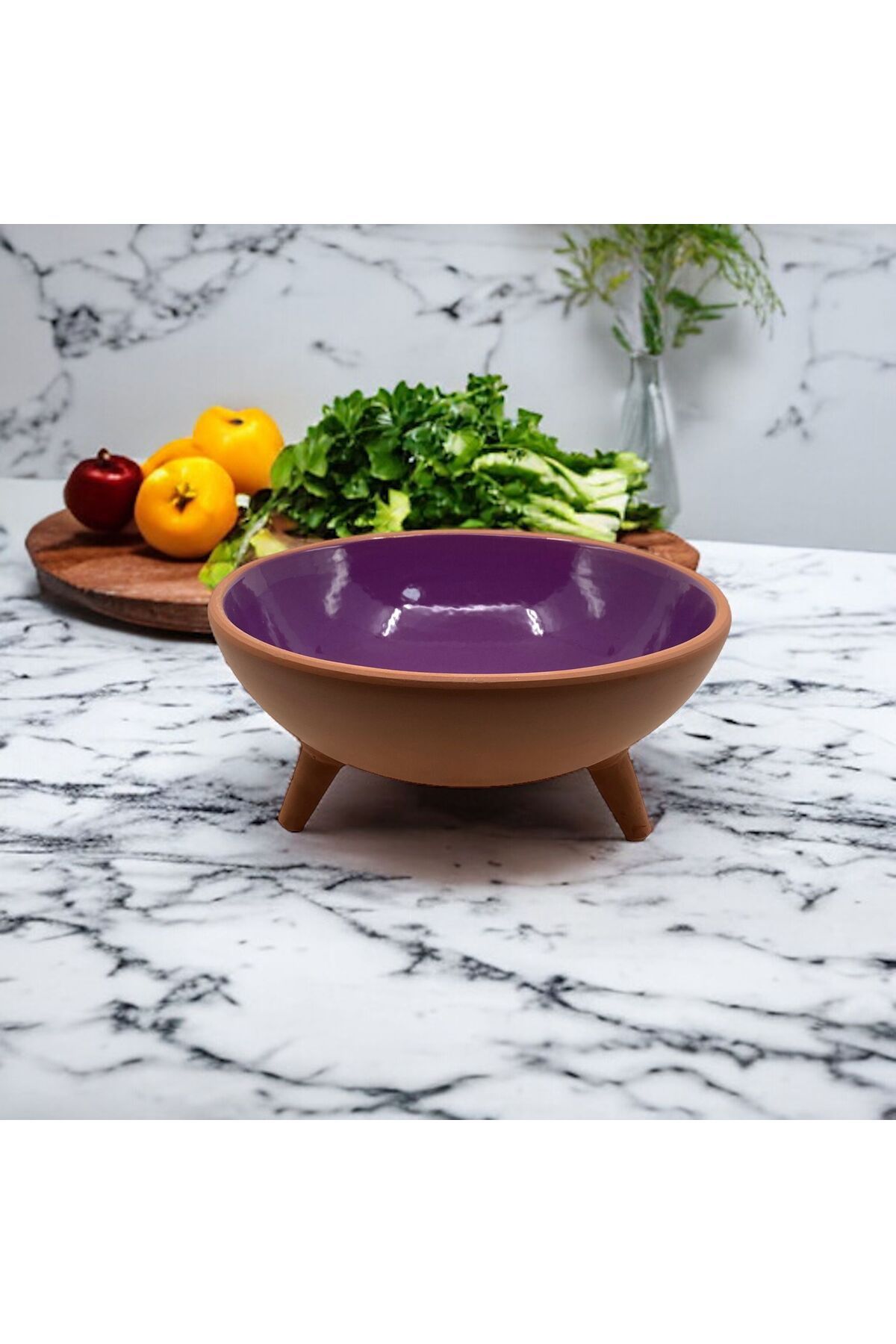 Berra Ceramic 25 cm Ayaklı Meyve & Salata & Dekor Kasesi