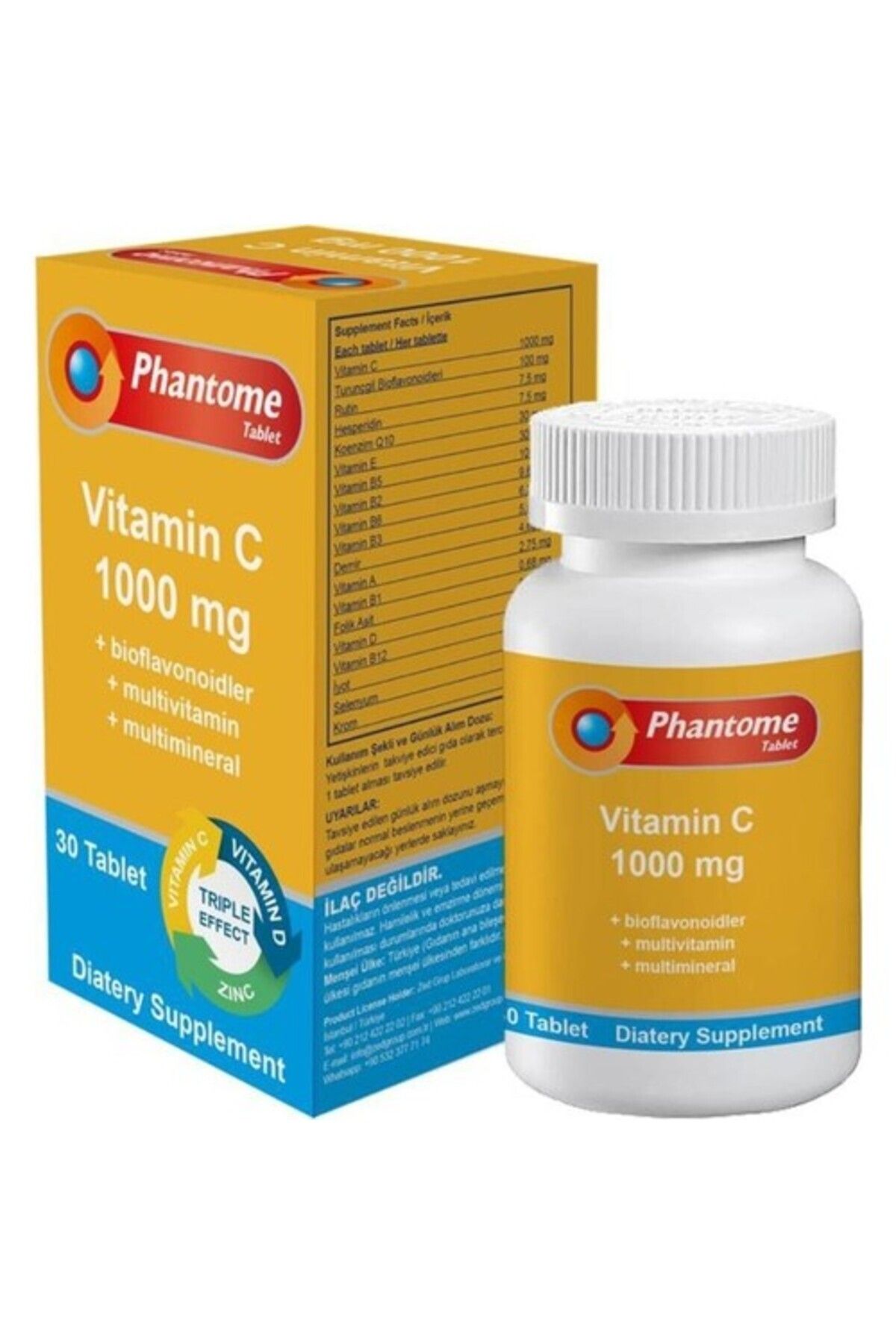 Phantome Vitamin C 1000 Mg ,çinko ,d Vitamini ,multivitamin Complex 30 Tablet