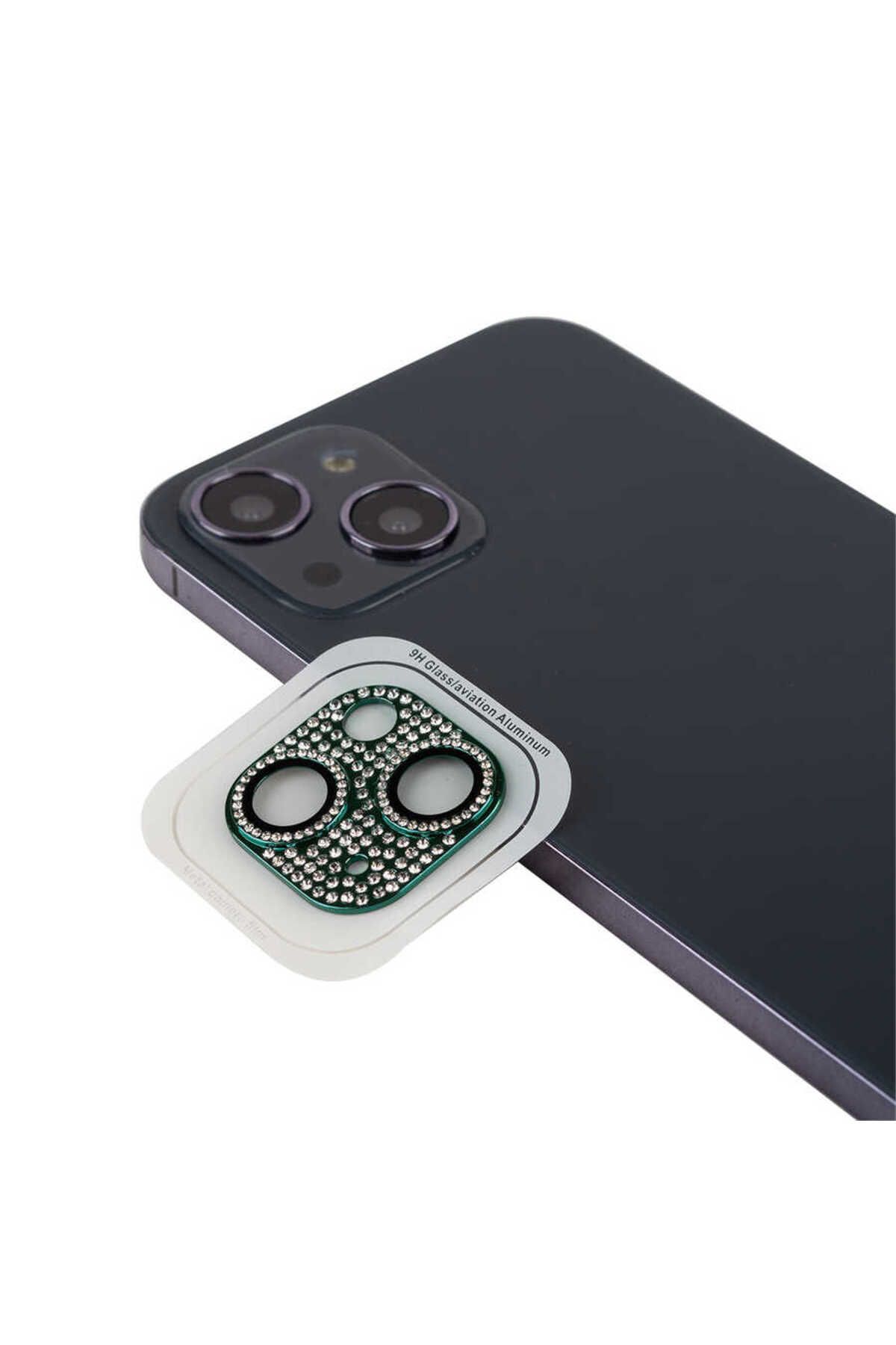 Zore iPhone 13 Mini Uyumlu Baltazar CL-08 Kamera Lens Koruyucu-Koyu Yeşil