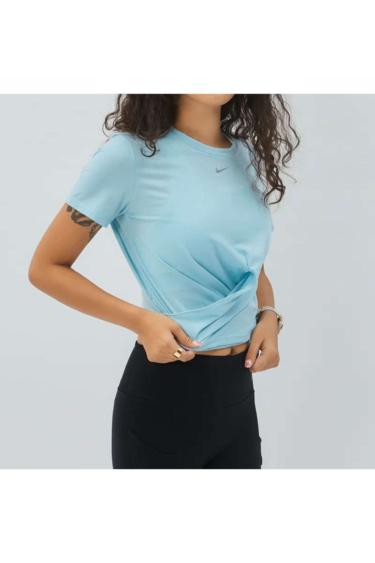 Nike One Luxe Dri-Fit Kadın Mavi Antrenman T-shirt