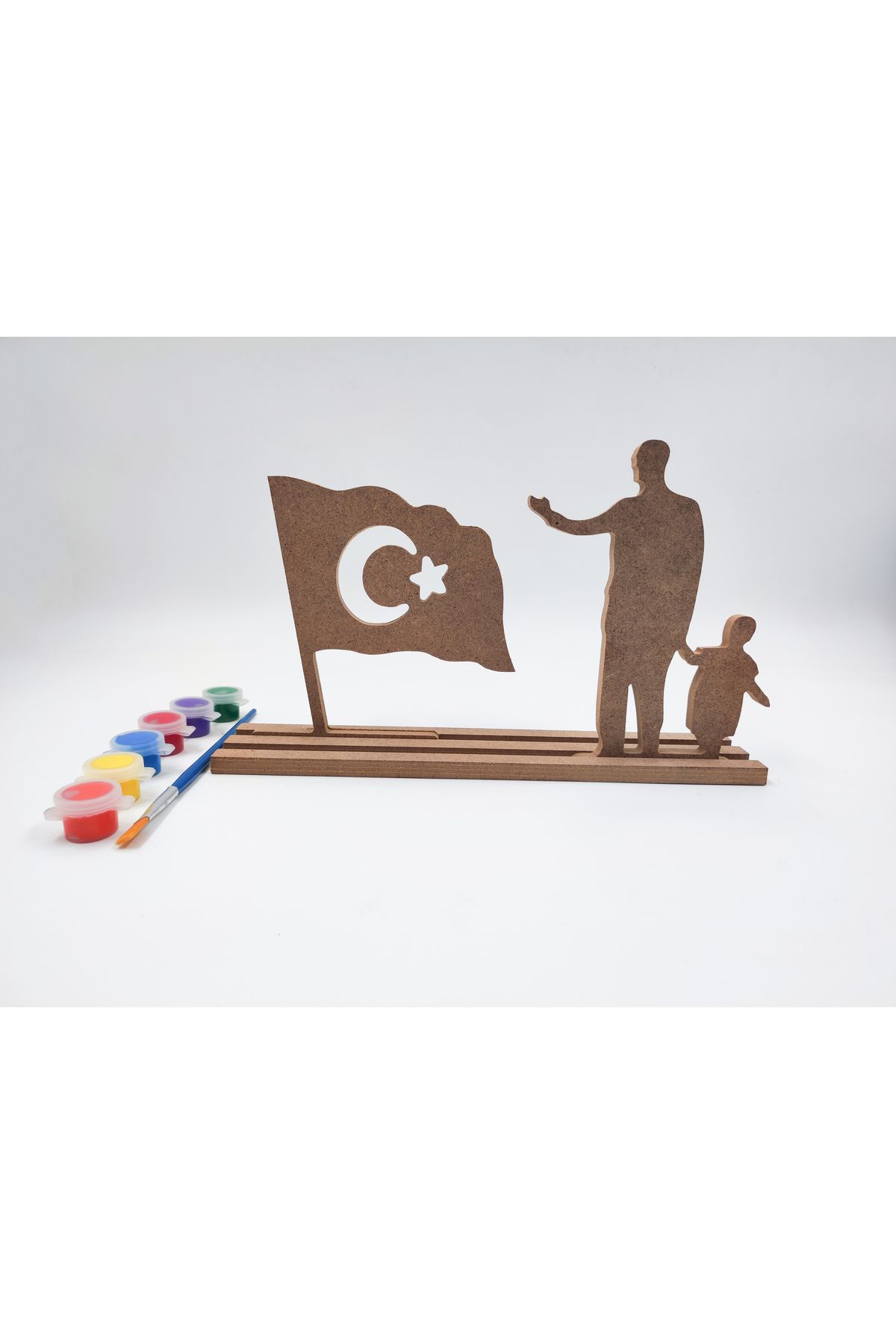 İCONS 23 Nisan Ulusal Egemenlik ve Çocuk Bayramı Ahşap Boyama Seti (Türk Bayrağı- Atatürk)