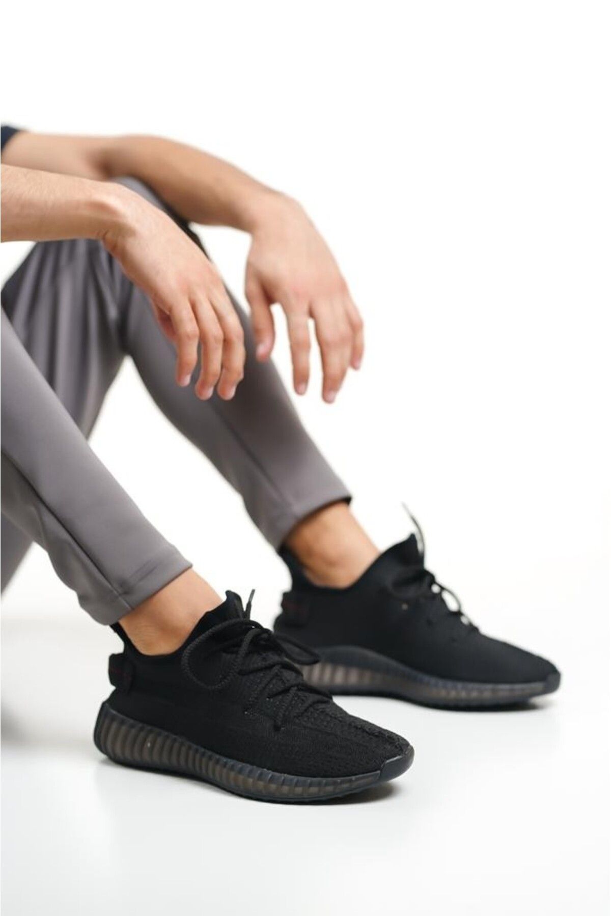 BOA BA0591 Tarz Sneakers Ithal Siyah Triko Rahat Taban Spor Ayakkabısı