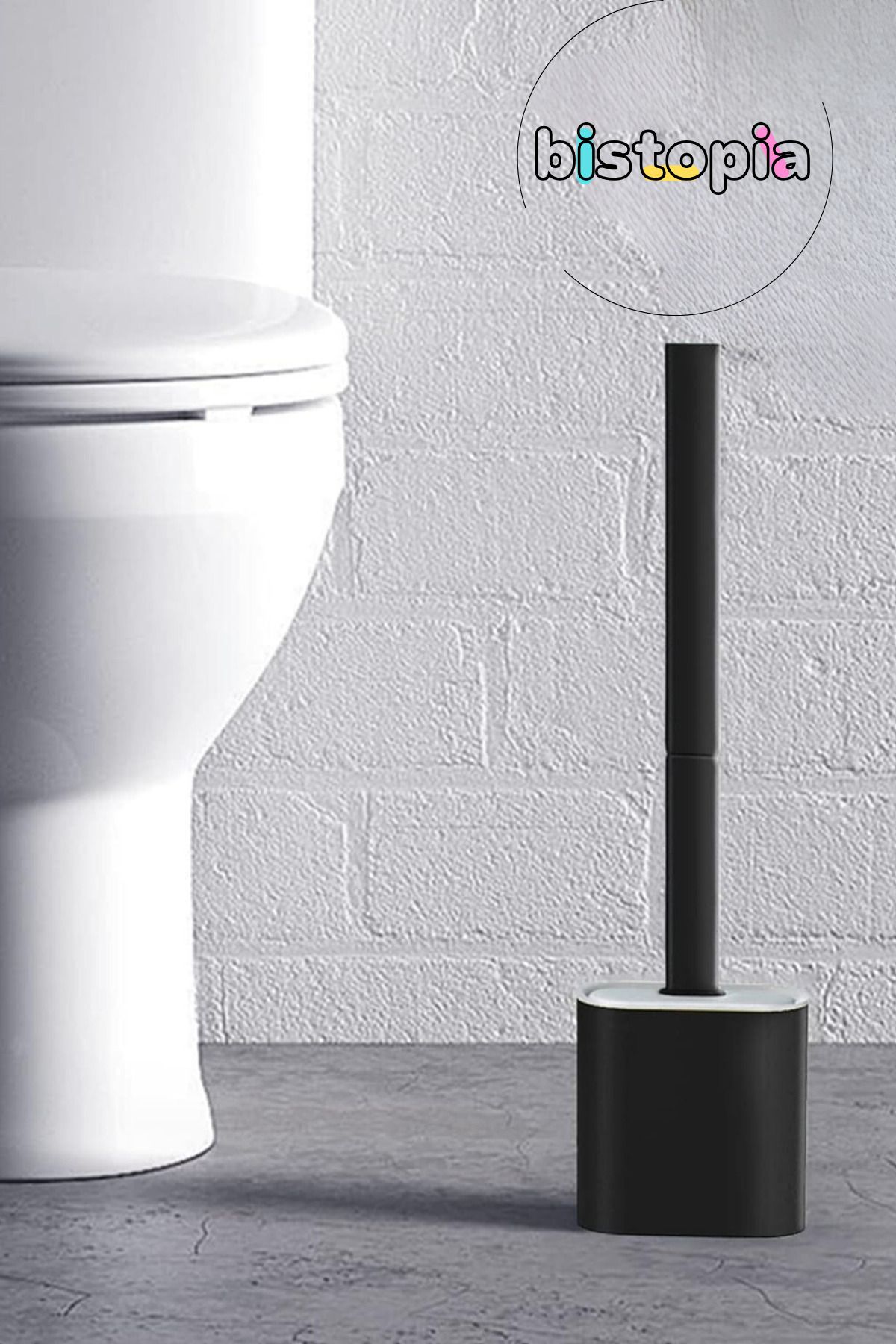 Bistopia Slikon Tuvalet Fırçası Bükülebilir Wc Klozet Siyah