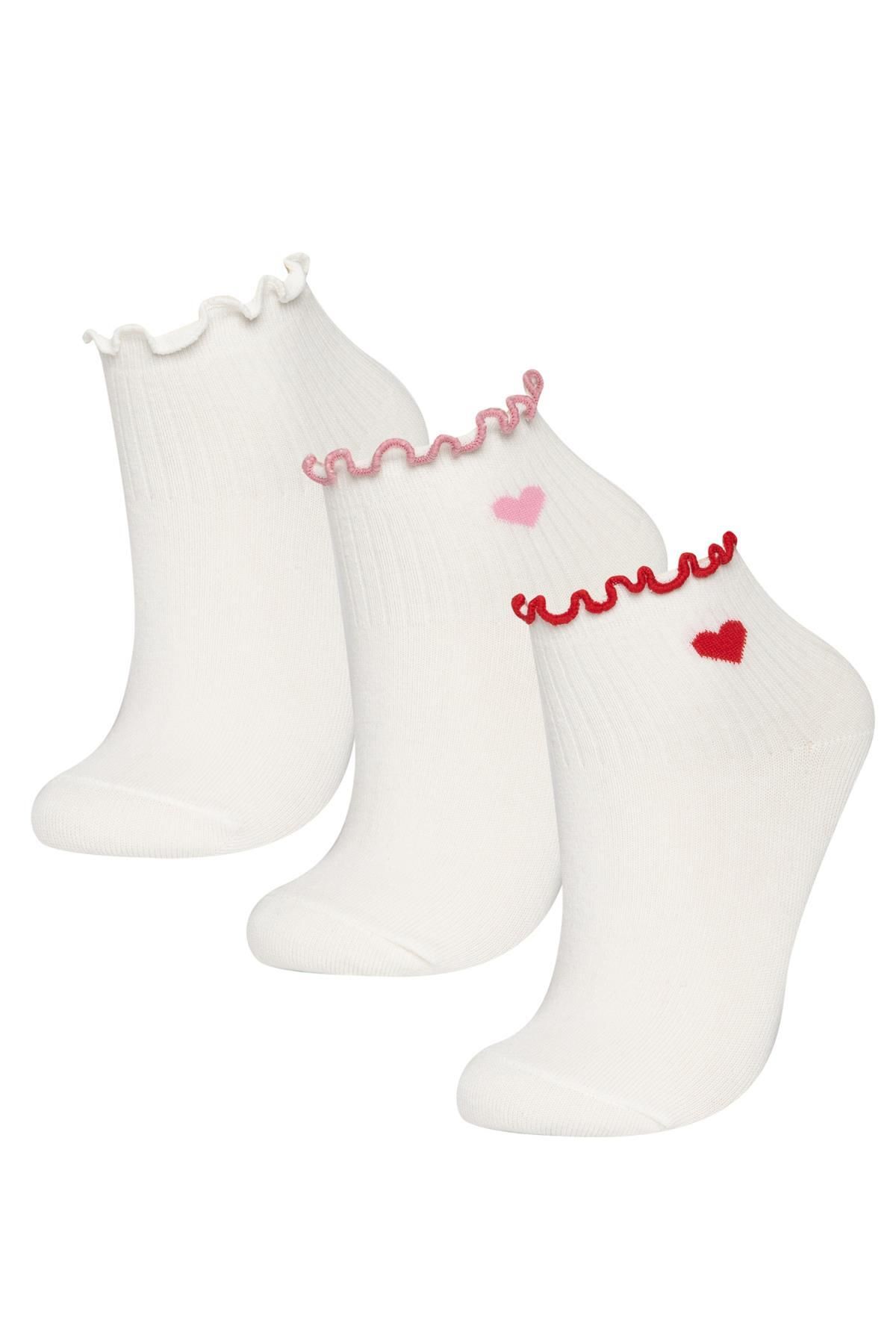Defacto Kız Çocuk 3'lü Pamuklu Soket Çorap C2912a8ns
