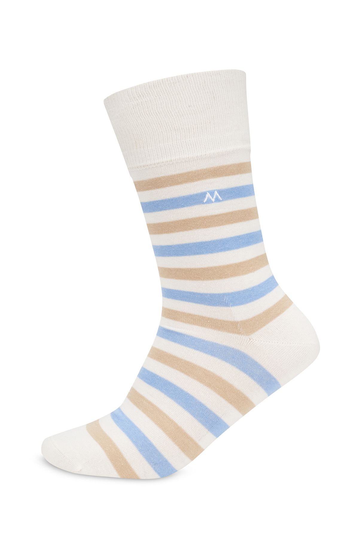 Hemington Çizgili Kırık Beyaz Yazlık Pamuk Çorap