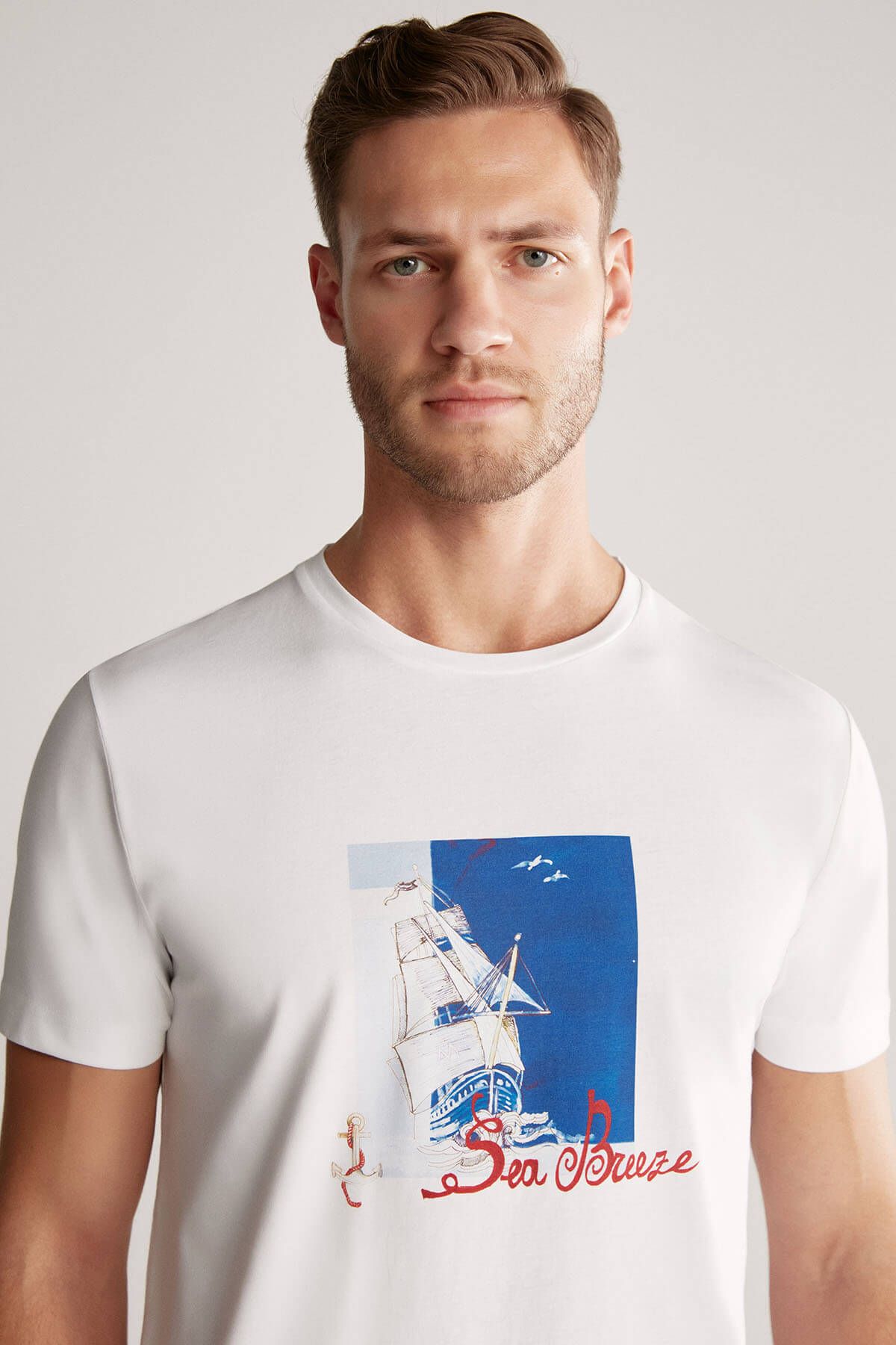 Hemington Baskılı Beyaz Pima Pamuk T-shirt