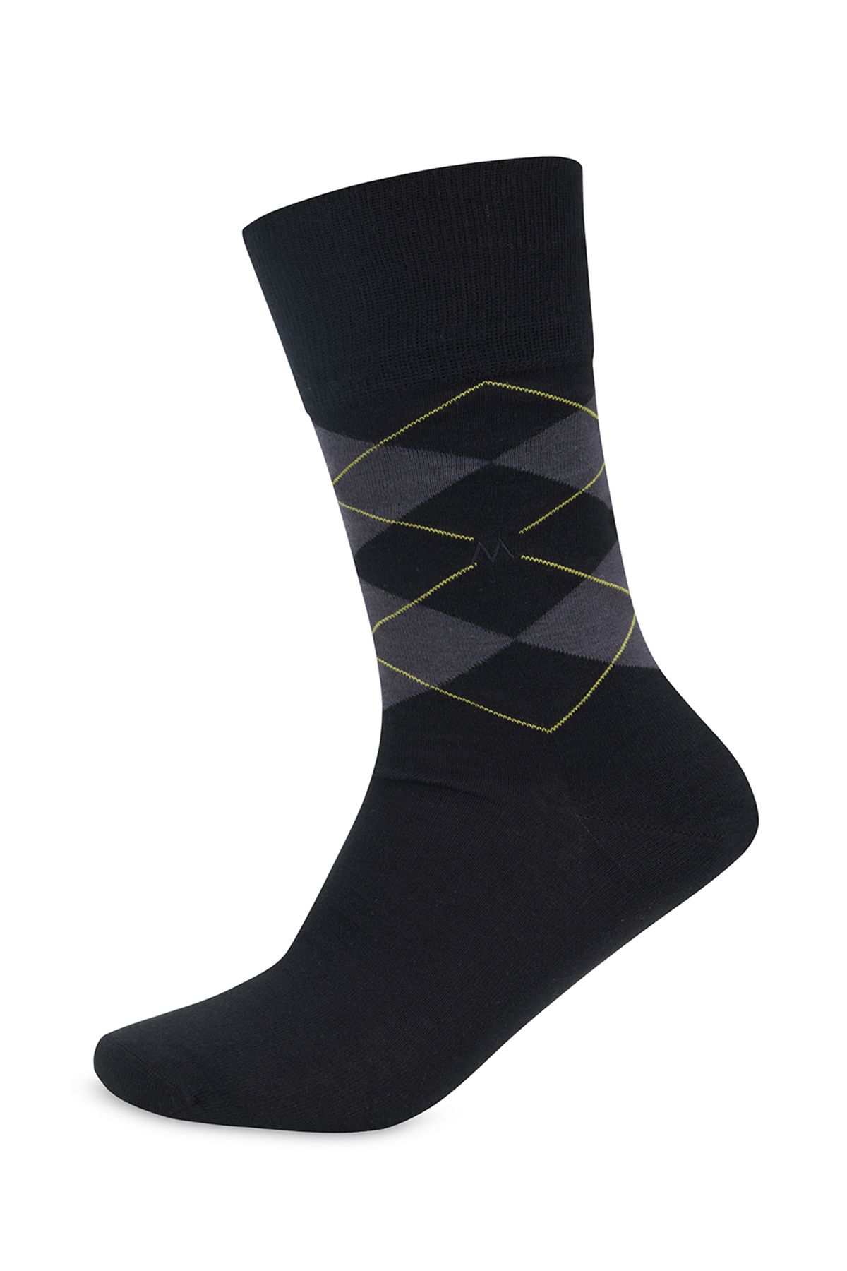 Hemington Baklava Desenli Yazlık Siyah Pamuk Çorap