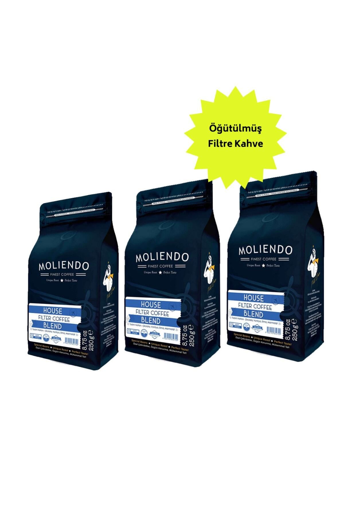 Moliendo House Blend Filtre Kahve Avantaj Paketi (ÖĞÜTÜLMÜŞ FİLTRE KAHVE) 3*250 G.
