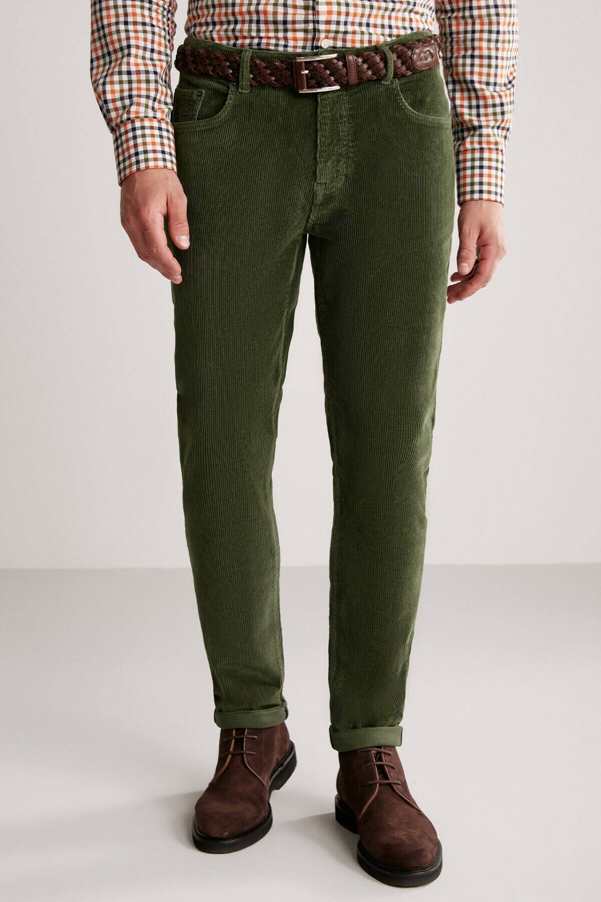 Hemington Yeşil 5 Cep Kadife Pantolon