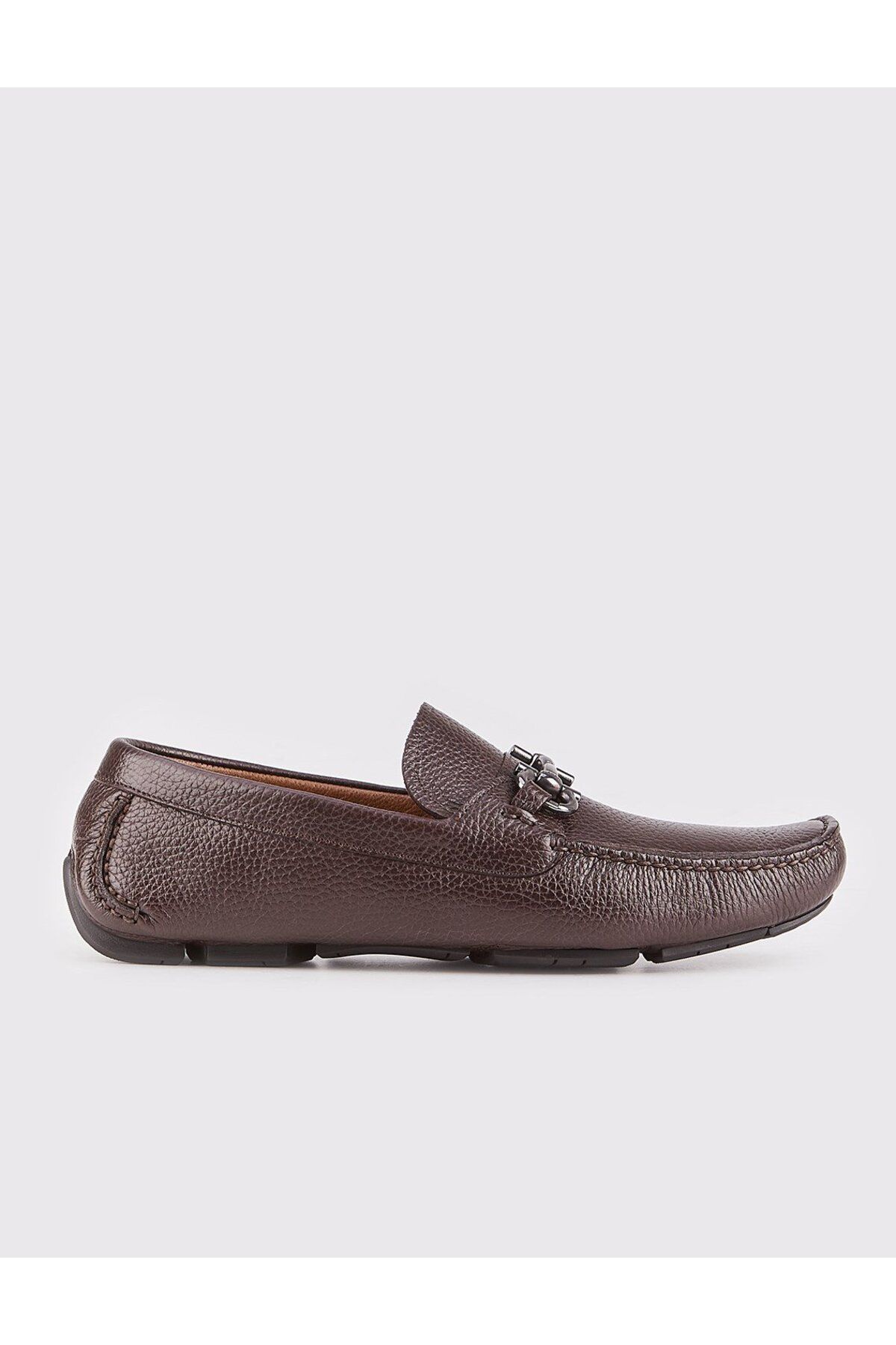 Cabani Erkek Hakiki Deri Kahverengi Toka Detaylı Loafer Ayakkabı