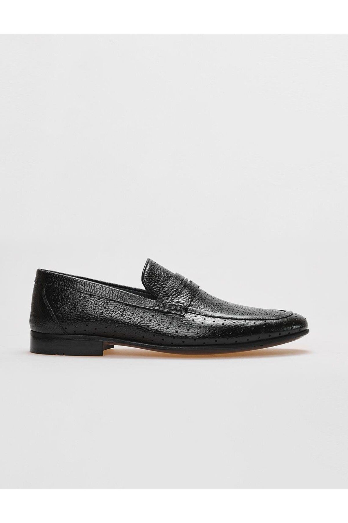 Cabani Hakiki Deri Siyah Kemer Detaylı Erkek Klasik Ayakkabı