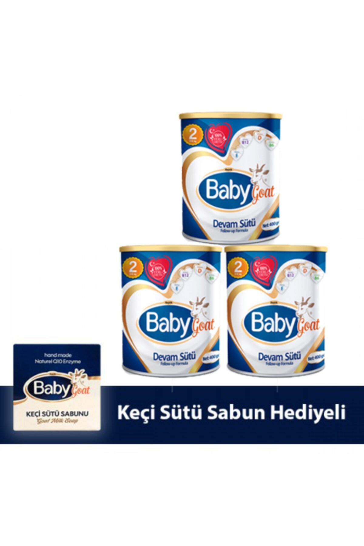 Baby Goat 2 Keçi Sütü Bazlı Devam Sütü 400 gr 3 Lü ( Sabun Hediyeli )