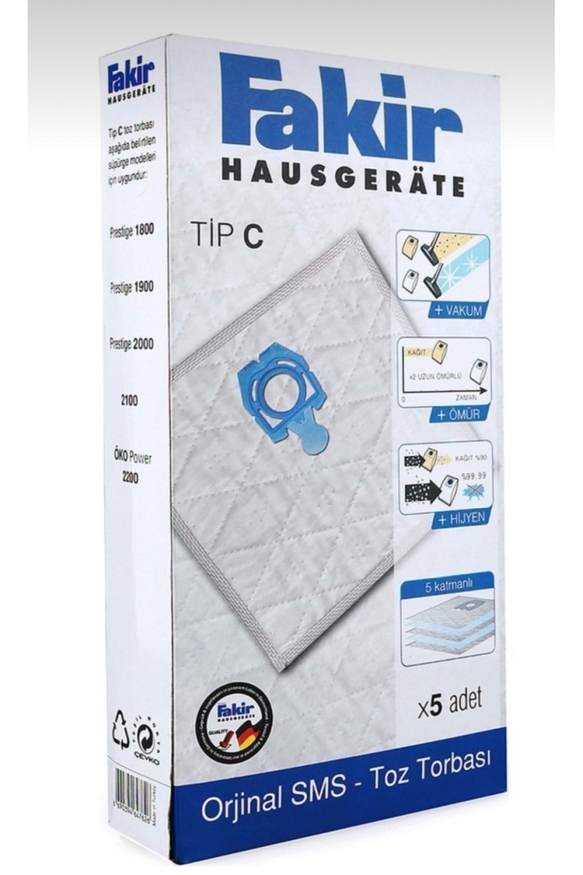 Fakir Tip C Prestige Ts 2400 Kutulu Orijinal Süpürge Toz Torbası
