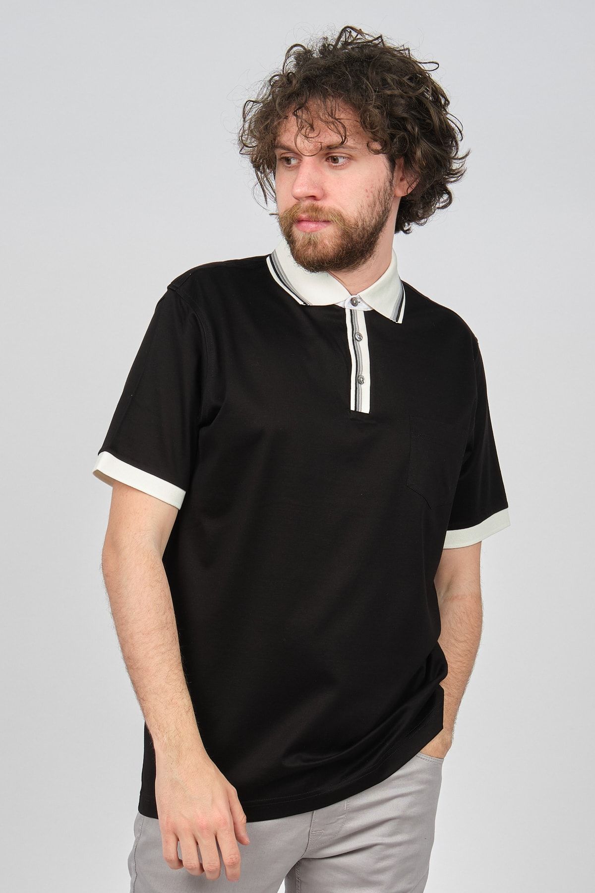 Gallus Erkek Siyah Cep Detaylı Polo Yaka T-shirt