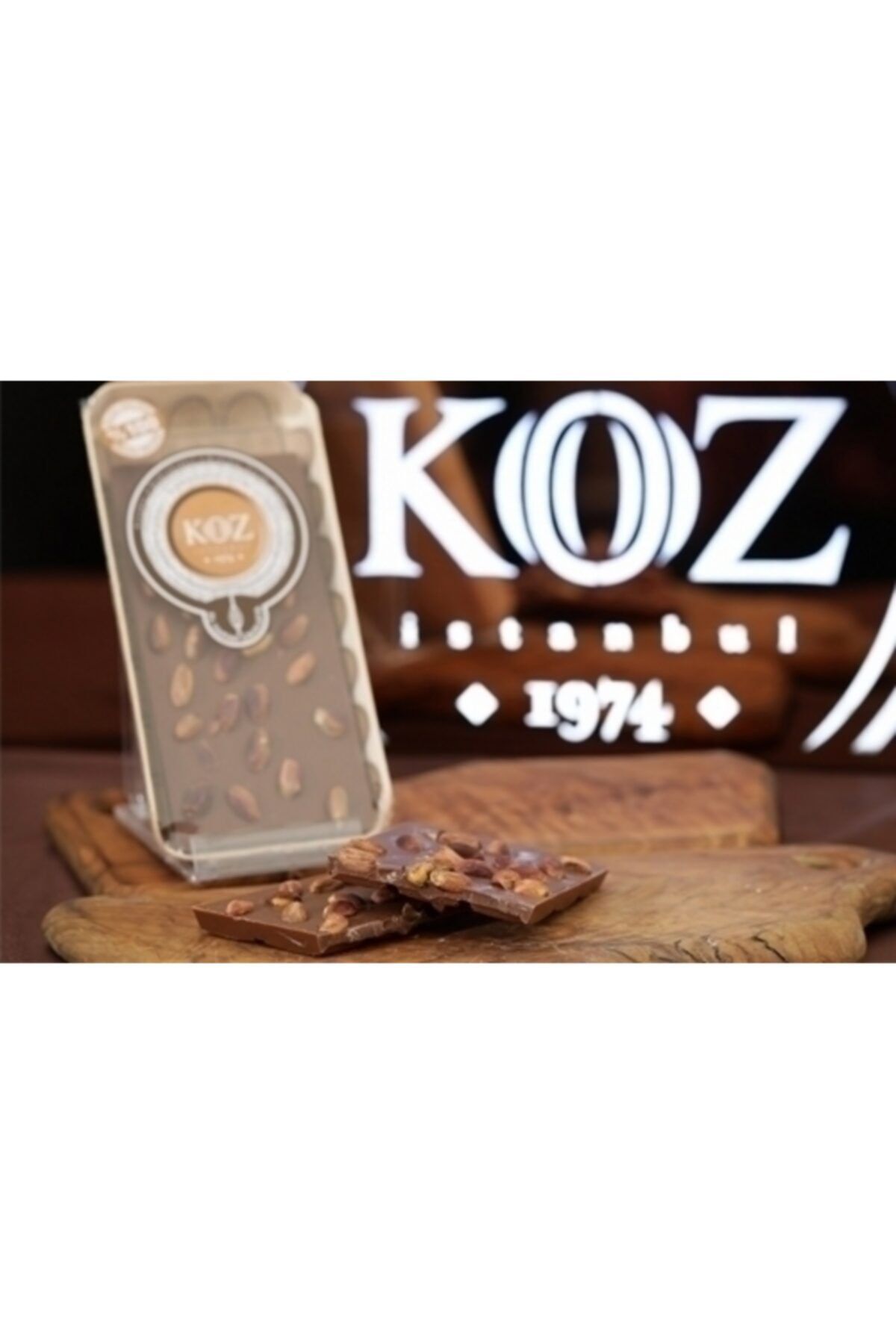 KOZ KURUYEMİŞ El Yapımı Antep Fıstıklı Sütlü Tablet Çikolata 105gr