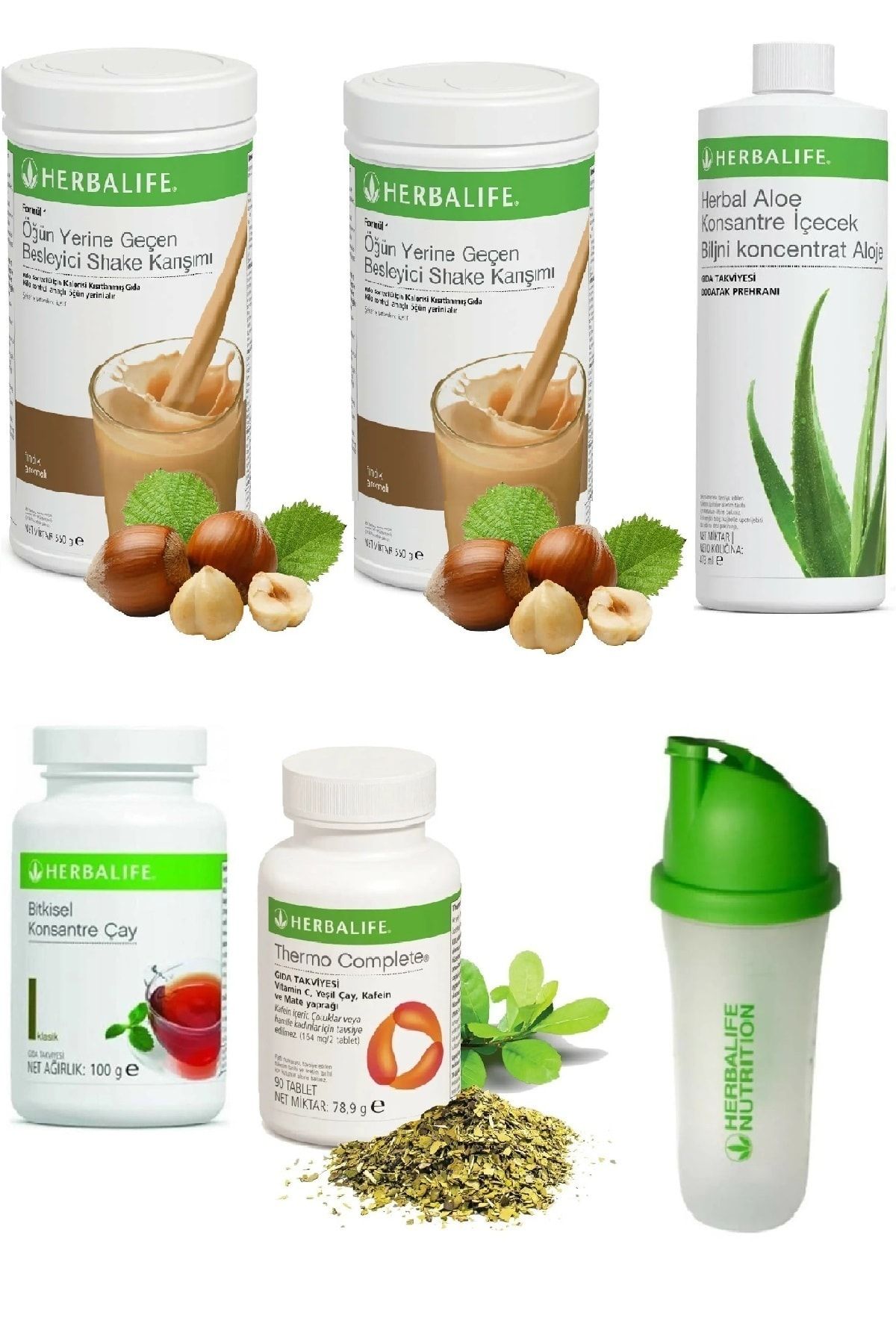 Herbalife 2 Adet Fındık Shake - Aloe Suyu - 100 Gr Çay - Thermo Complete Ve Shaker
