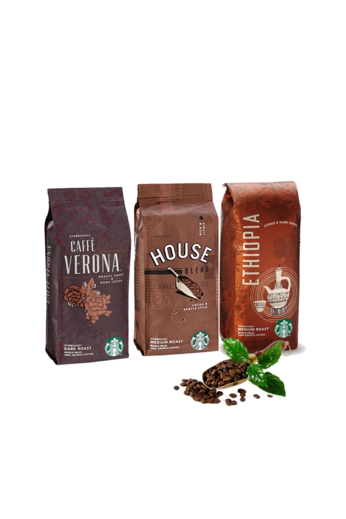 Starbucks Blend Ethiopia Ve Verona Çekirdek Kahve 250 gr 3 Adet
