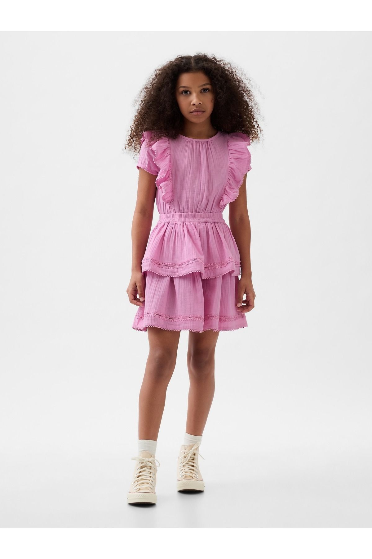 GAP Kız Çocuk Pembe Fırfırlı Elbise