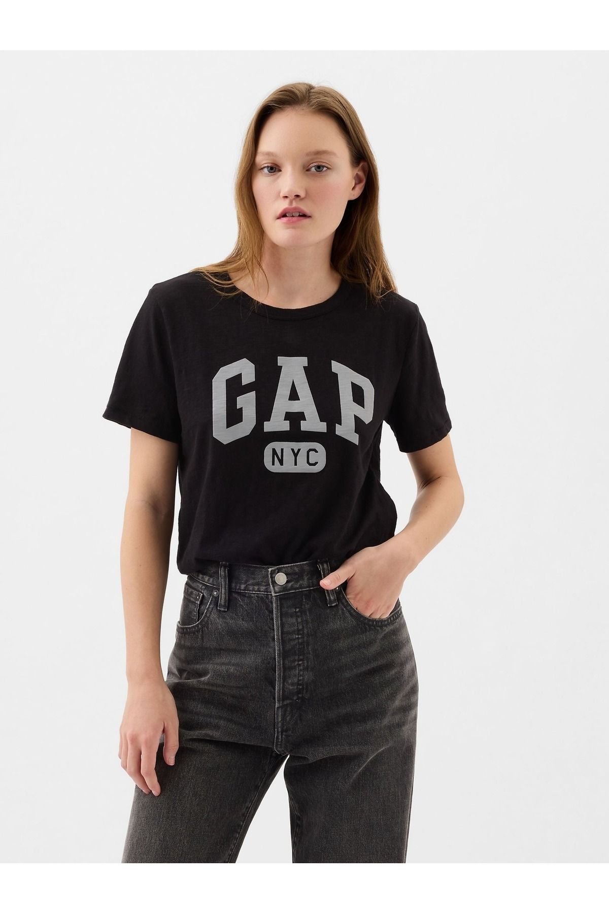GAP Kadın Siyah Gap Logo T-Shirt