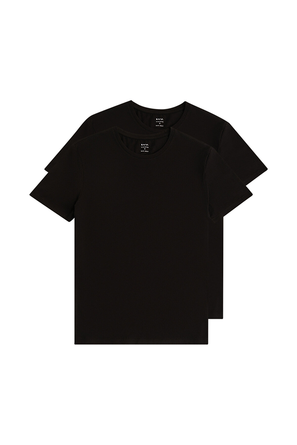 Avva Erkek Siyah 2'li %100 Pamuk Bisiklet Yaka Regular Fit T-shirt E001011