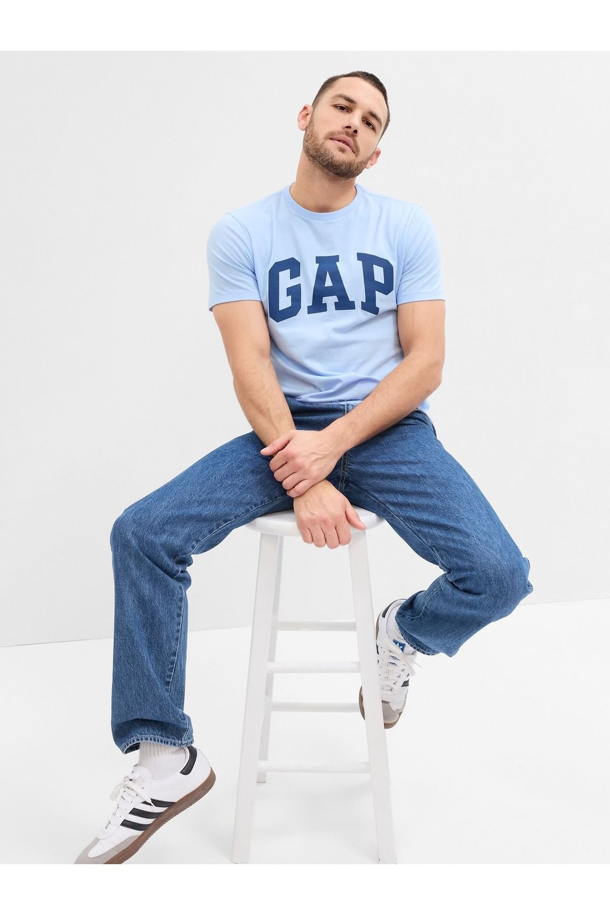 GAP Erkek Mavi Gap Logo 2'li T-shirt
