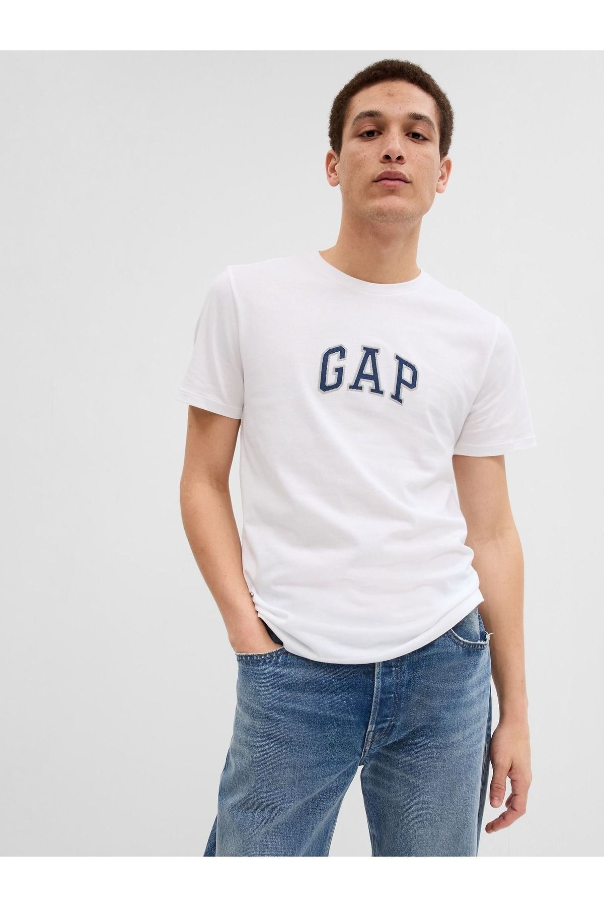 GAP Erkek Beyaz Gap Logo T-shirt